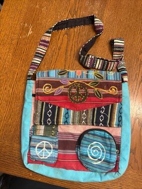 Rising International Multi-Color Boho Embroidered Crossbody Bag
